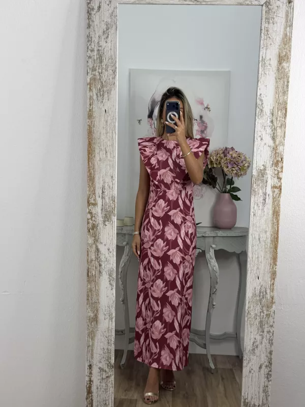 Vestido Alcalá flores grandes buganvilla