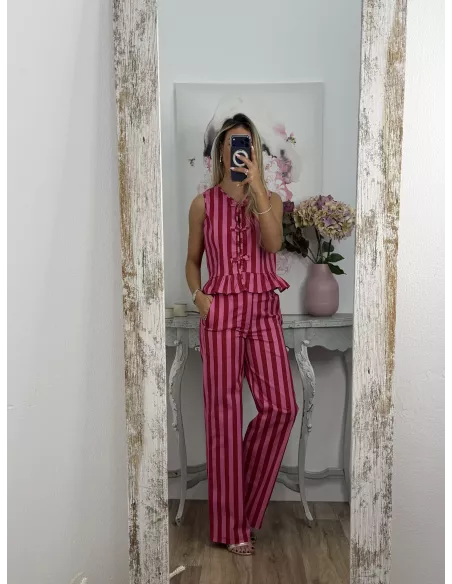 Conjunto Becky rojo y rosa