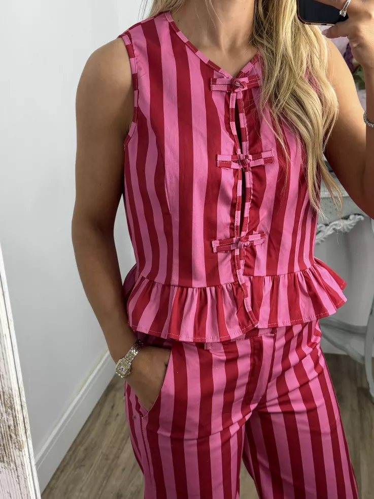 Conjunto Becky rojo y rosa