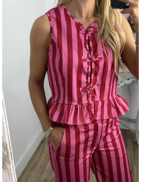 Conjunto Becky rojo y rosa