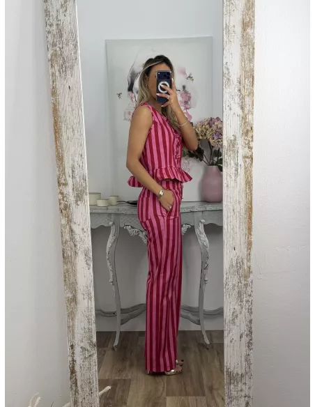 Conjunto Becky rojo y rosa