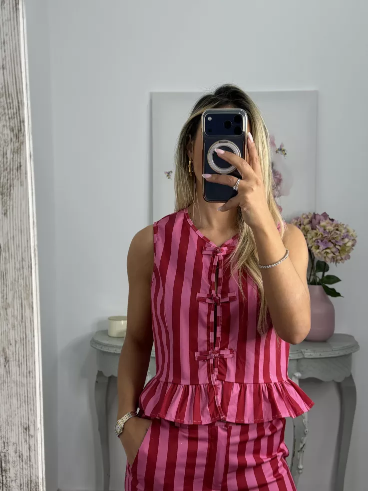 Conjunto Becky rojo y rosa