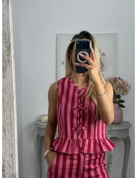 Conjunto Becky rojo y rosa