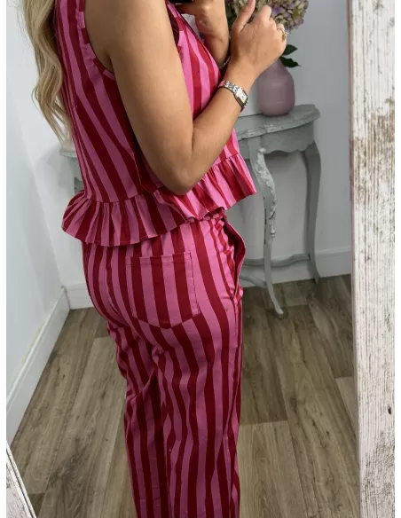 Conjunto Becky rojo y rosa