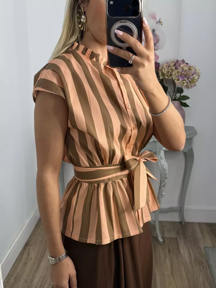 Blusa Ordinari choco y naranja