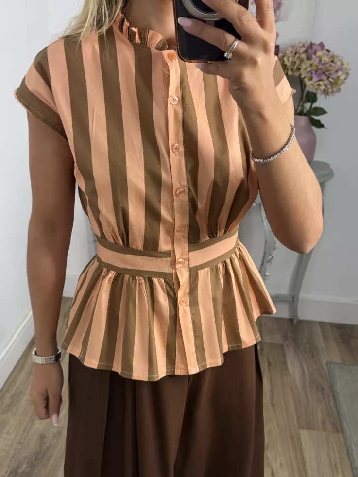 Blusa Ordinari choco y naranja