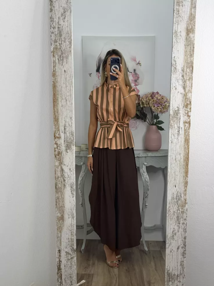 Blusa Ordinari choco y naranja