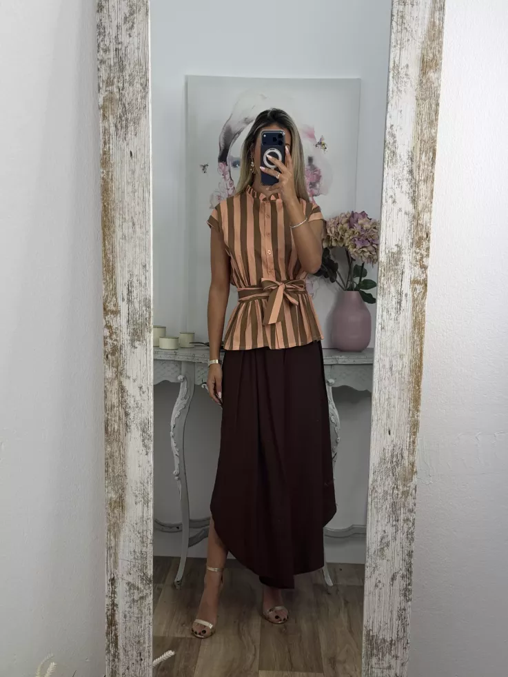 Blusa Ordinari choco y naranja