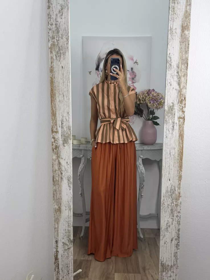 Blusa Ordinari choco y naranja