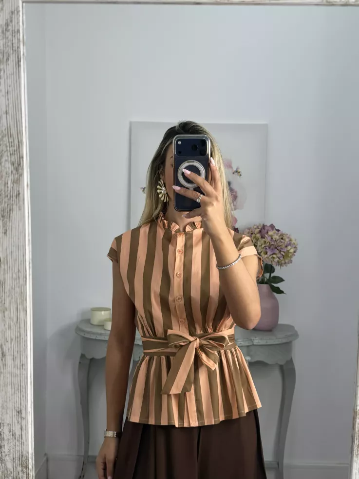 Blusa Ordinari choco y naranja