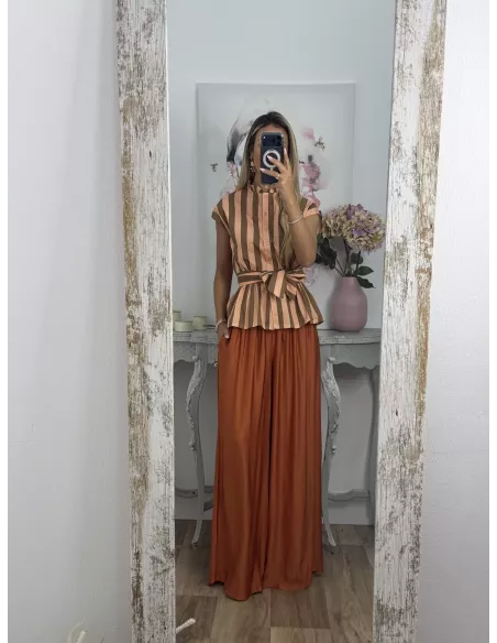 Pantalón Aura satinado naranja