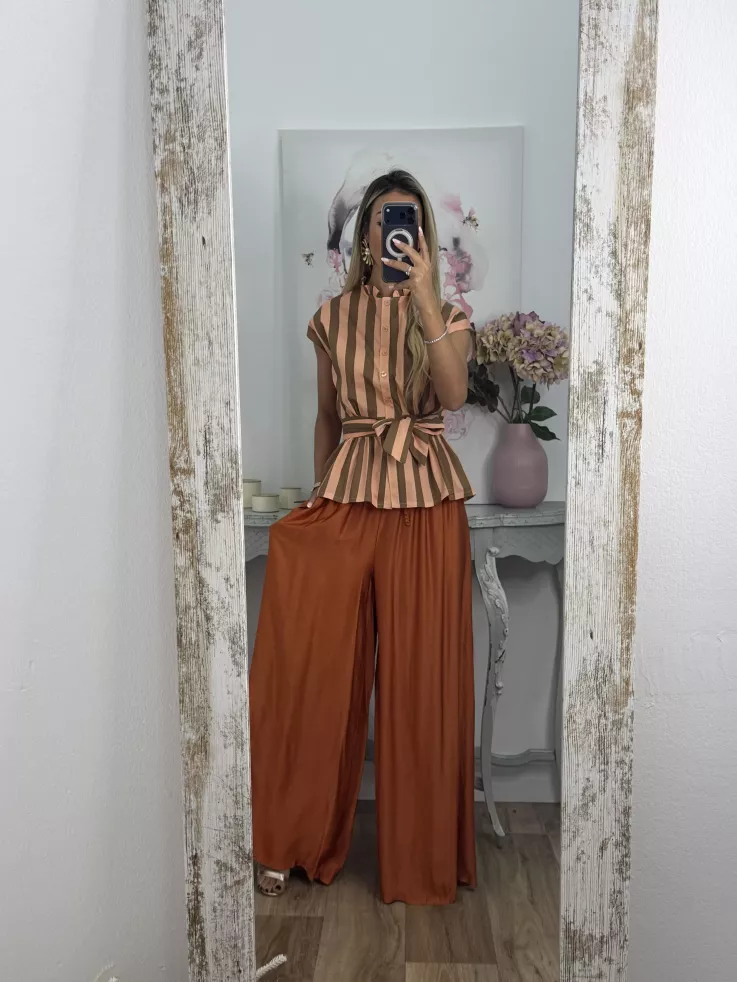 Pantalón Aura satinado naranja