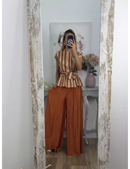Pantalón Aura satinado naranja