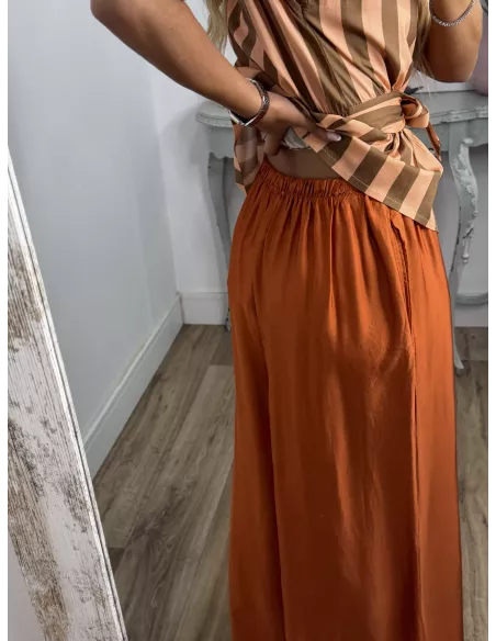 Pantalón Aura satinado naranja