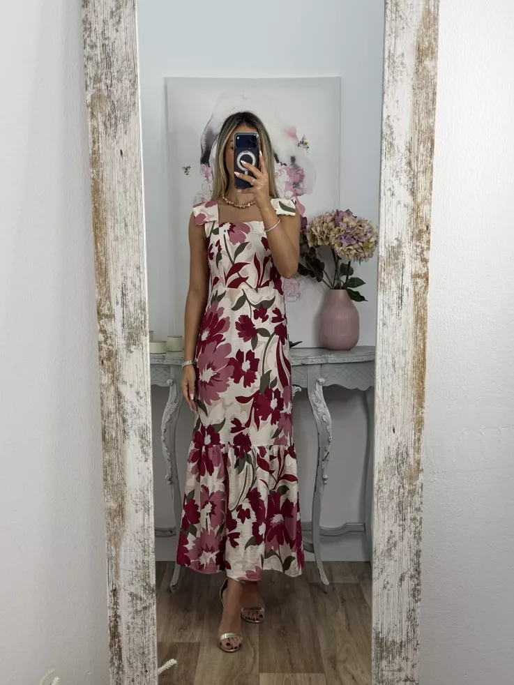 Vestido Holly burdeos y rosa