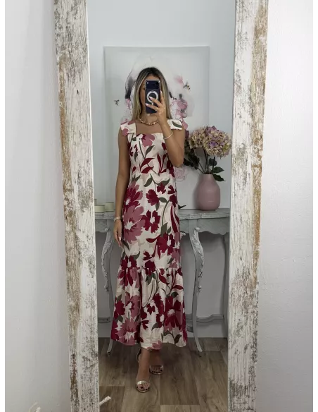 Vestido Holly burdeos y rosa