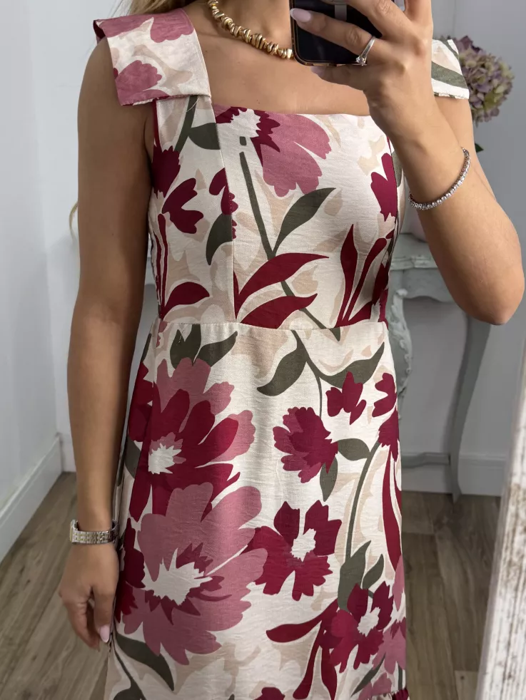 Vestido Holly burdeos y rosa