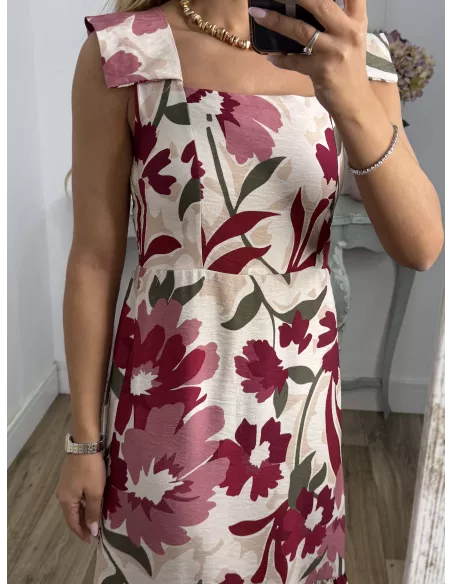 Vestido Holly burdeos y rosa