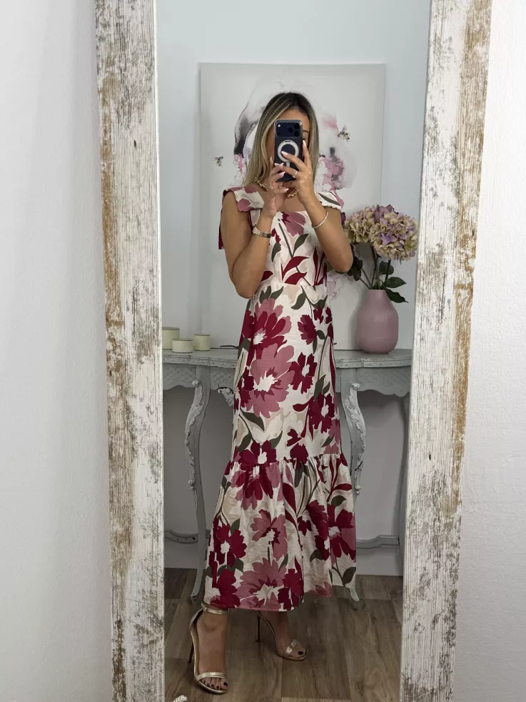 Vestido Holly burdeos y rosa