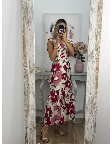 Vestido Holly burdeos y rosa