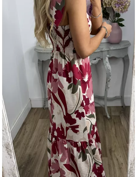 Vestido Holly burdeos y rosa