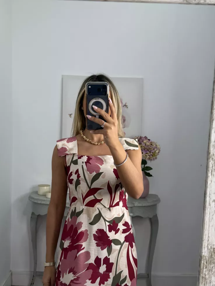 Vestido Holly burdeos y rosa