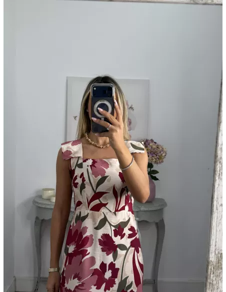 Vestido Holly burdeos y rosa