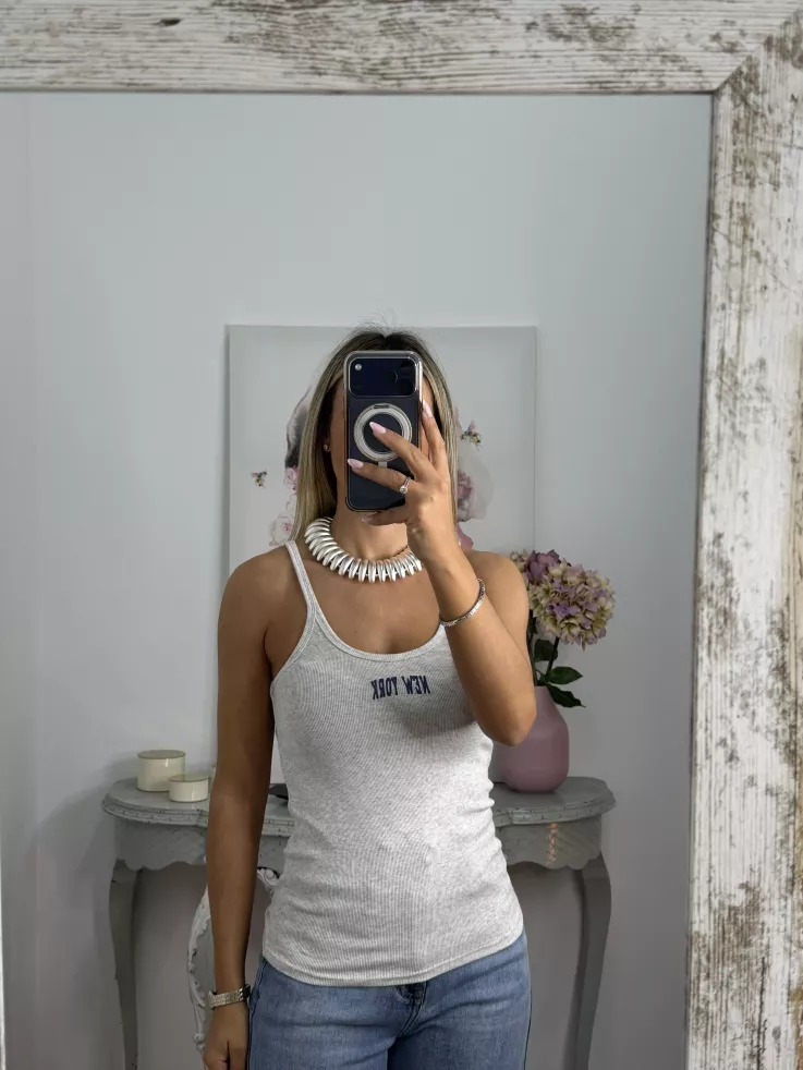 Camiseta canalé New York gris
