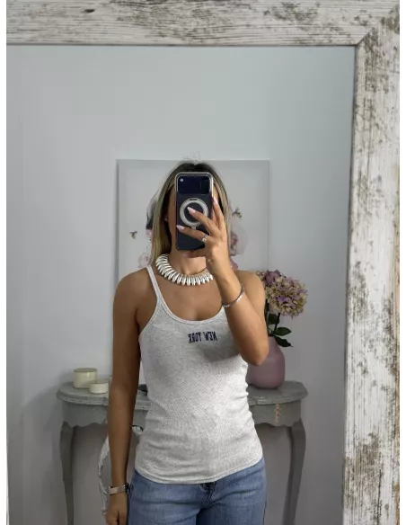 Camiseta canalé New York gris
