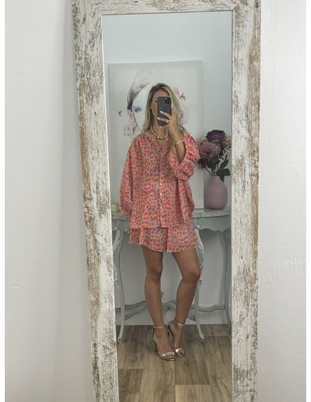 Conjunto camisa y short animal print