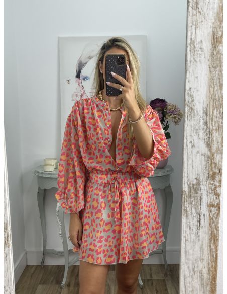 Conjunto camisa y short animal print