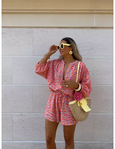Conjunto camisa y short animal print