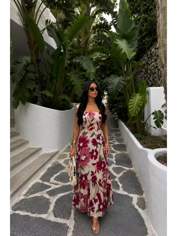 Vestido Holly burdeos y rosa