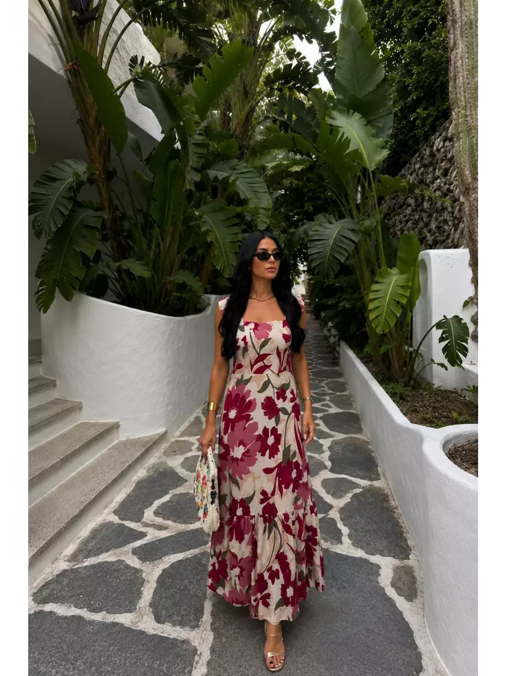 Vestido Holly burdeos y rosa