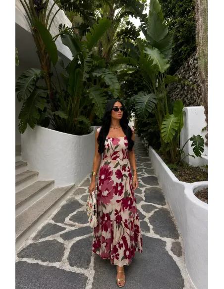 Vestido Holly burdeos y rosa