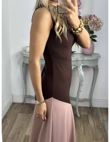 Vestido Jerez choco y rosa