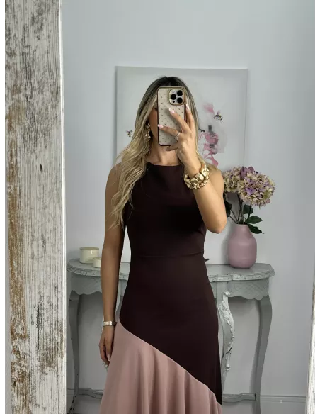 Vestido Jerez choco y rosa