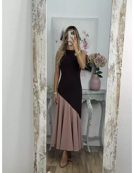 Vestido Jerez choco y rosa