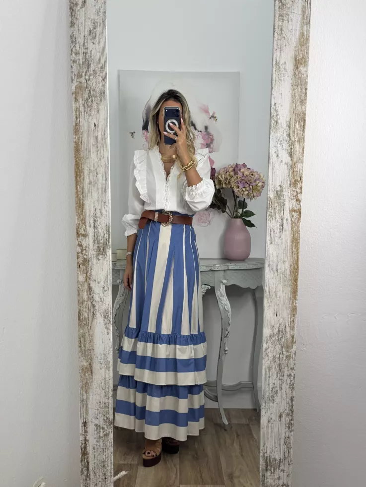 Falda Gala de rayas celeste