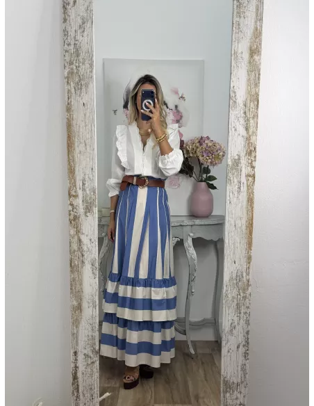 Falda Gala de rayas celeste