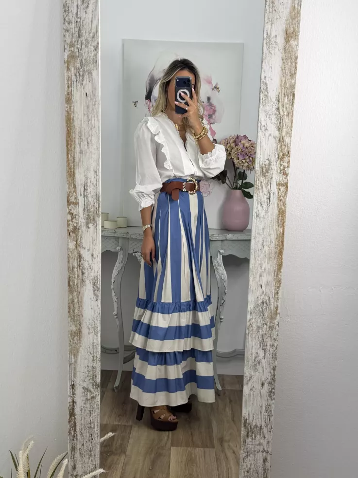 Falda Gala de rayas celeste