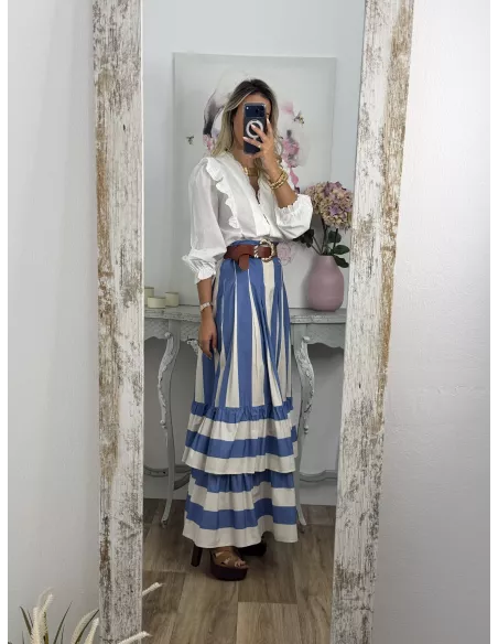 Falda Gala de rayas celeste