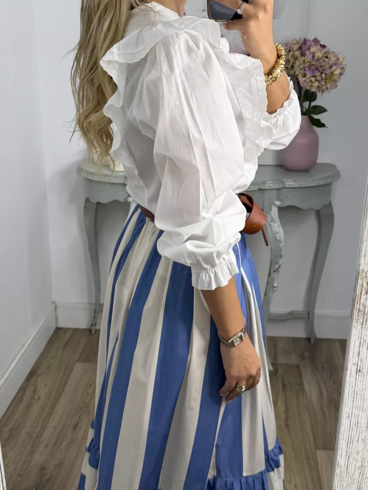 Falda Gala de rayas celeste