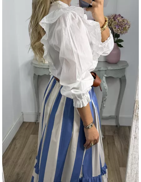 Falda Gala de rayas celeste