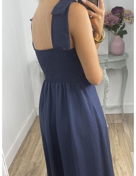 Vestido azul marino con tiranta lazo