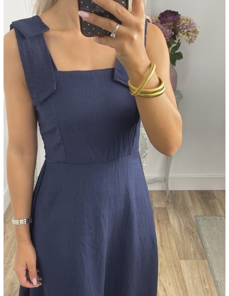 Vestido azul marino con tiranta lazo
