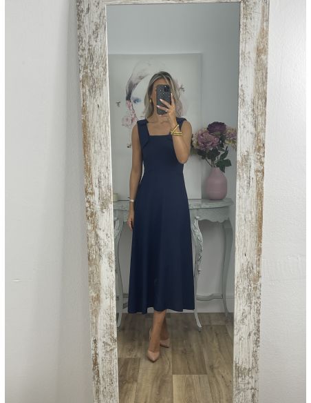 Vestido azul marino con tiranta lazo