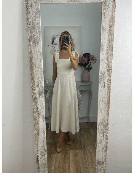 Vestido beige con tiranta lazo