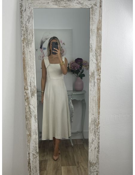 Vestido beige con tiranta lazo
