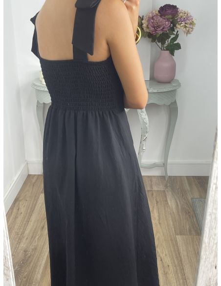 Vestido negro con tiranta lazo